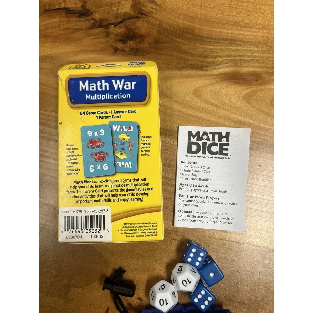 Math Multiplication War Math Dice Card Game Educational‎ Lot Homeschool
